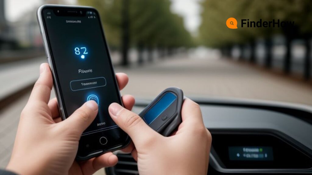 Person using a smartphone app to precondition an electric car