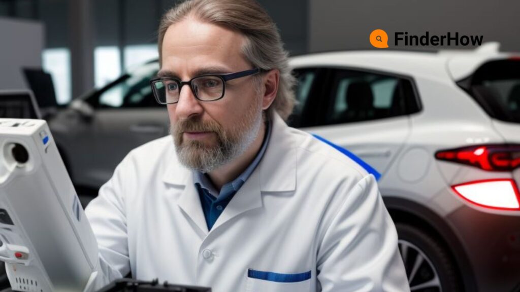 Scientist researching electric vehicle battery technology