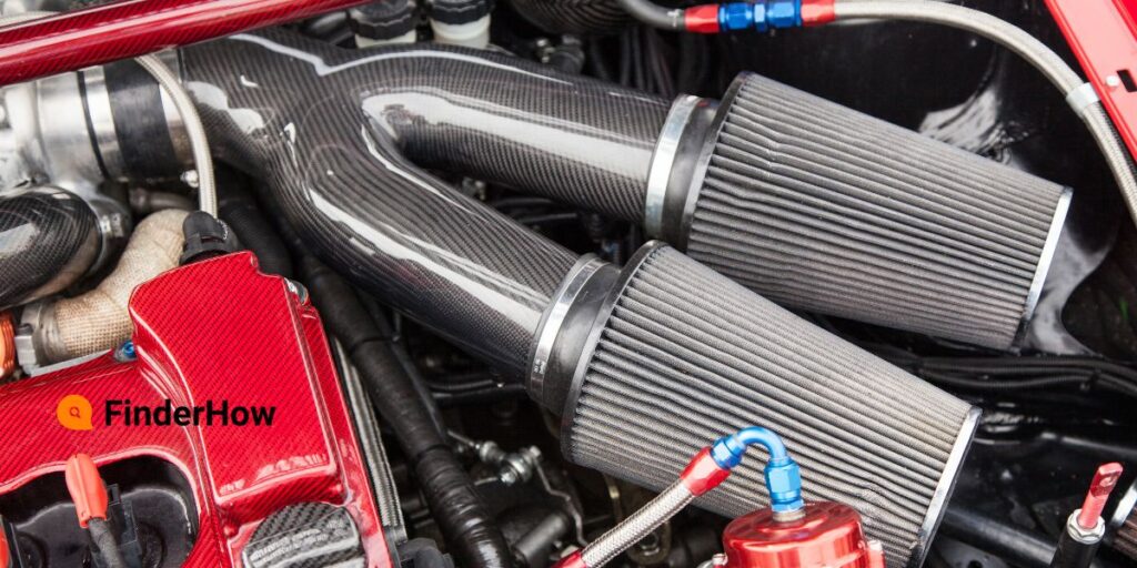 car performance cold air intake installed under the hood